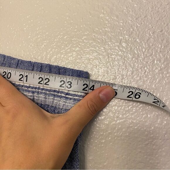 OLD NAVY Linen coastal blue Stripe Wide Leg hi rise pull on palazzo pant XXL - Picture 7 of 13